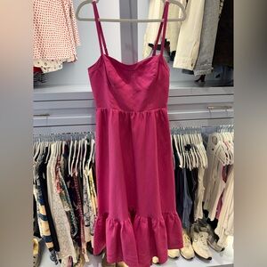 Jonathan Simkhai Swim Dragon Fruit Kitzia Linen Bustier Midi dress